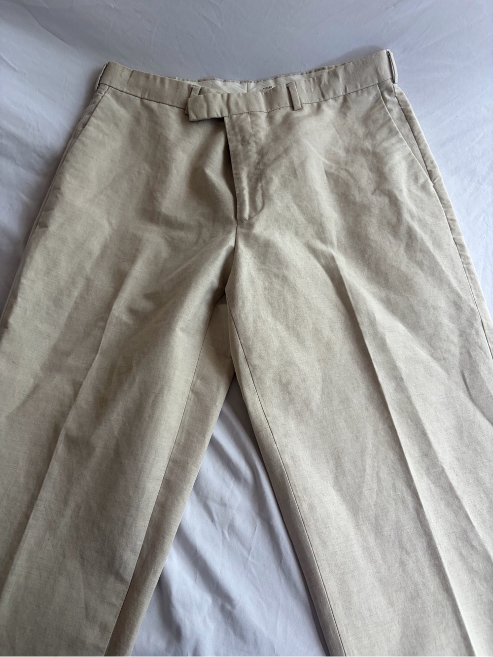 Axist Men’s Khaki Linen Blend Flat Front Pants Size 38x30